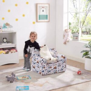 Ulax furniture Kids Sofa Couch, Children Flip-Out Chair 2-in-1 Toddler Chairs Convertible Sofa to Lounger