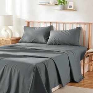 Virtu Bed Sheets Set, Deep Pocket Rayon Derived from Bamboo & Microfiber